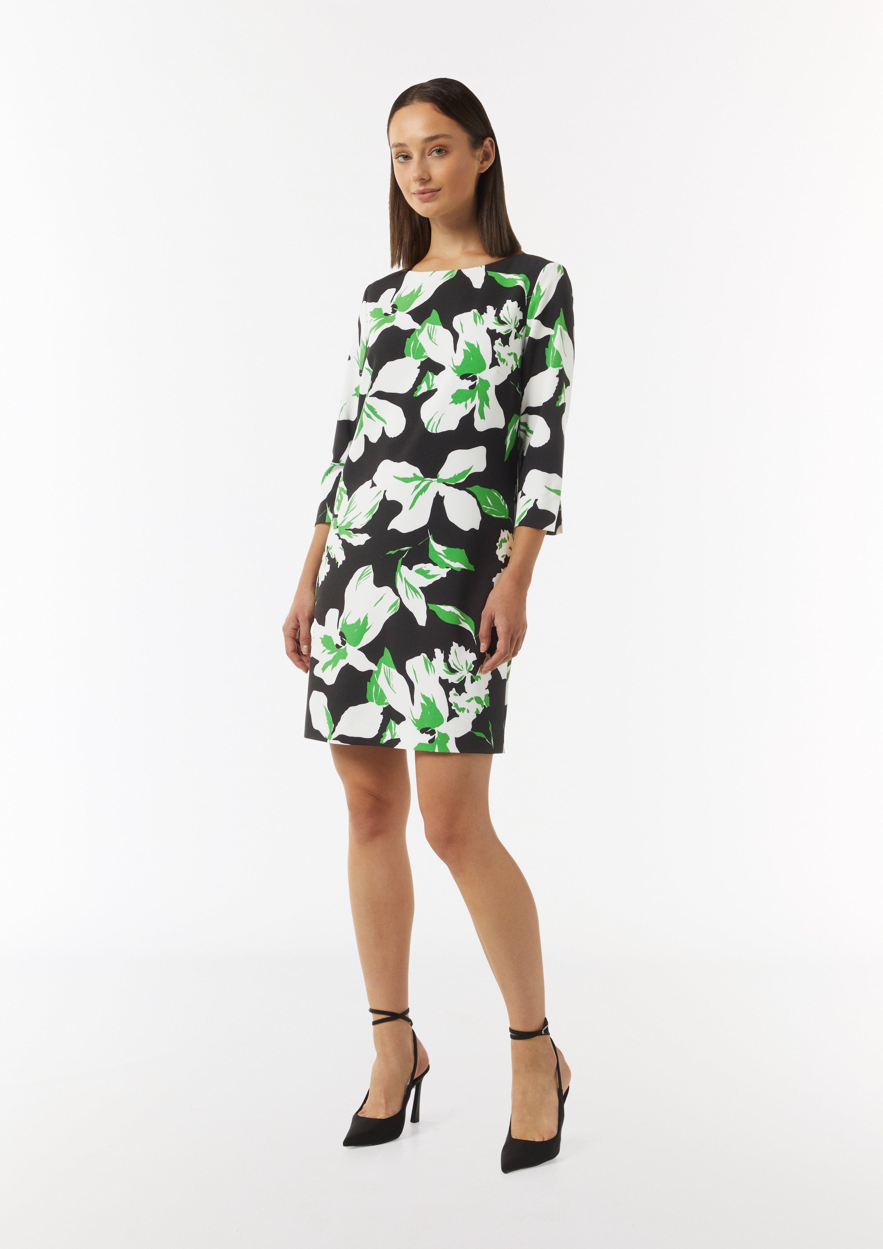 Kurzes Kleid mit All-over-Print - schwarz
