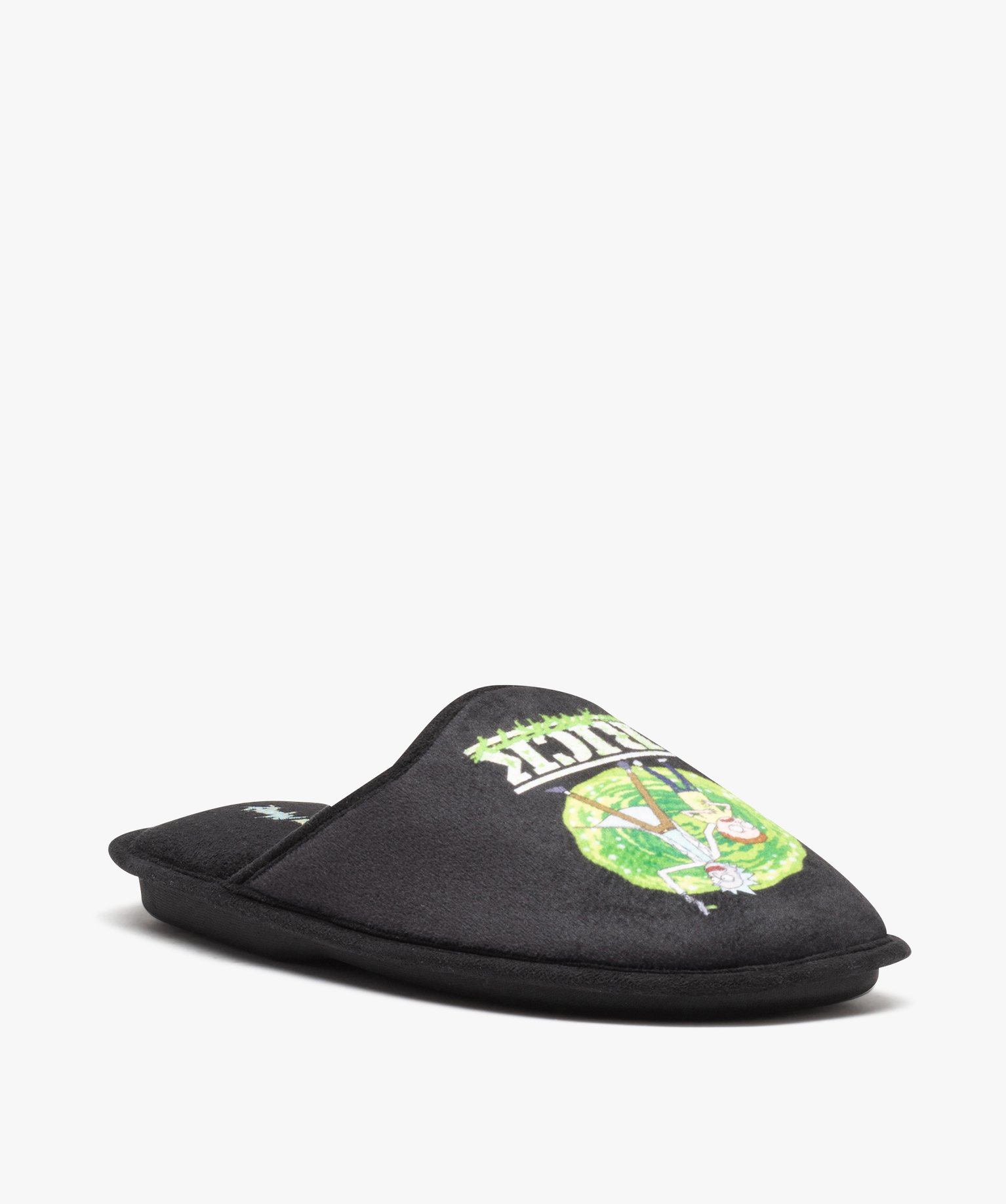 Chaussons homme mules plates en velours ras Rick and Morty noir | GEMO
