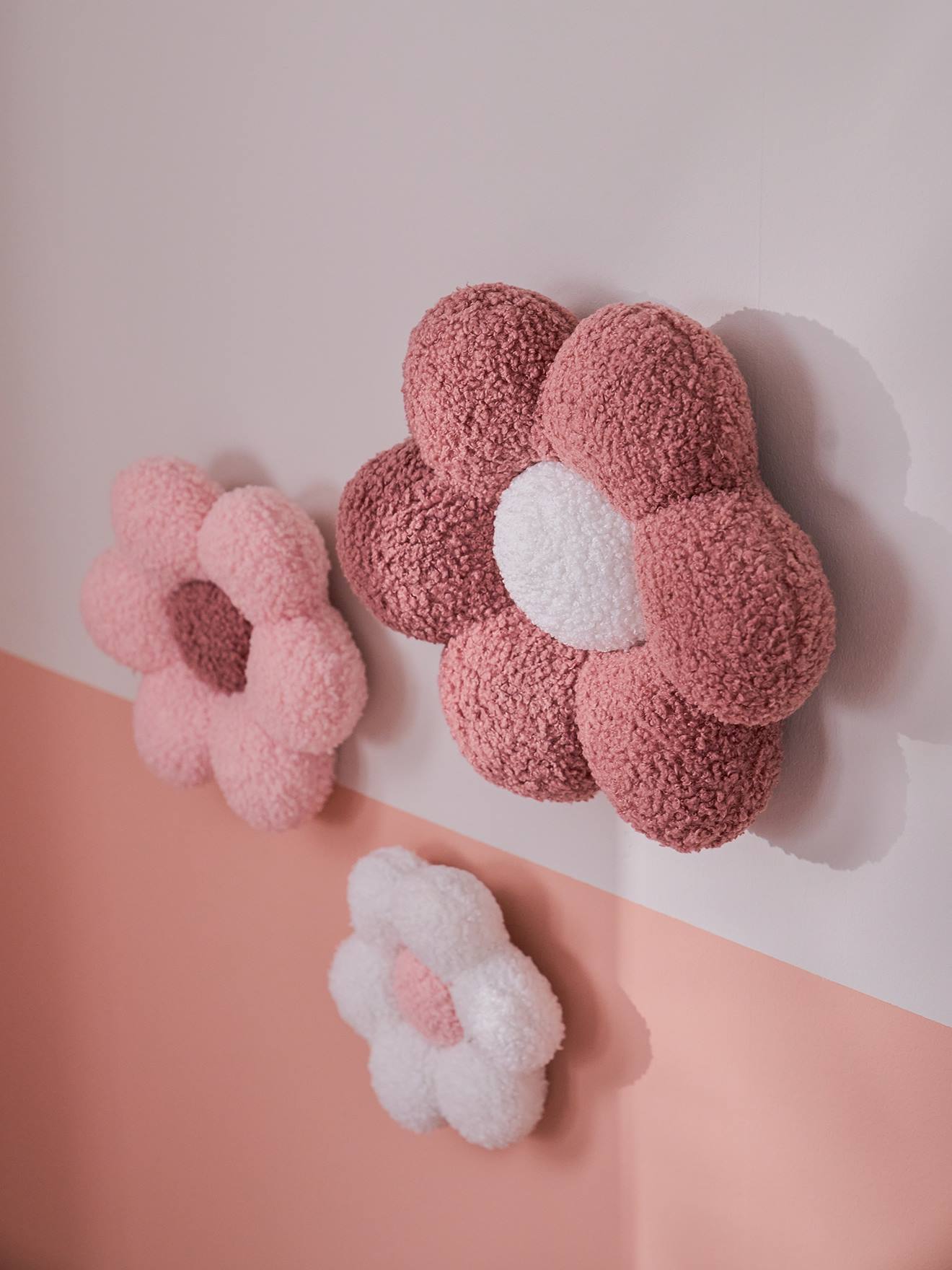 Vertbaudet 3er-Set Kinderzimmer Deko-Stoffblumen - rosa bedruckt