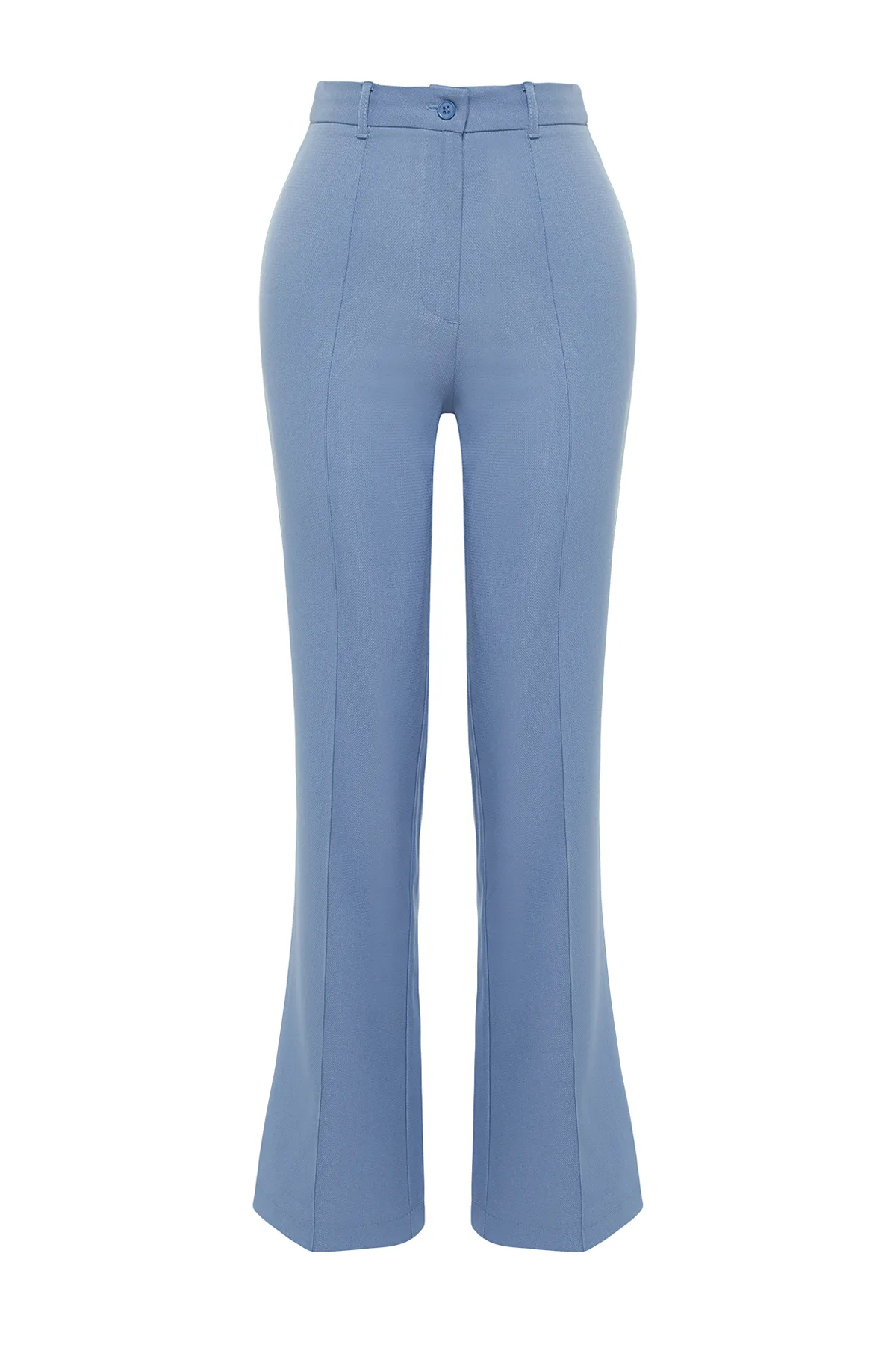 Trendyol Collection  Indigoblaue, gerade/gerade geschnittene, hoch taillierte, gerippte Webhose TWOSS21PL0093