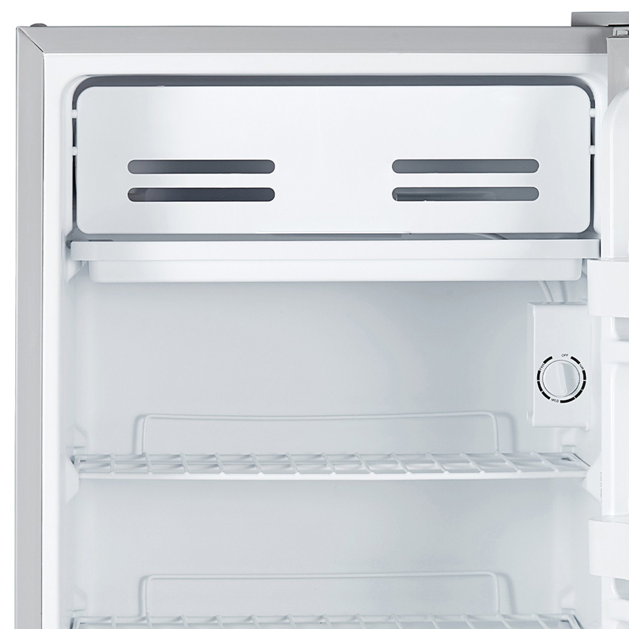 comfee Table Top Kühlschrank RCD132DS1, 85 cm hoch, 47.2 cm breit, Glasablagen, 93 Liter Volumen, Farbe Silber