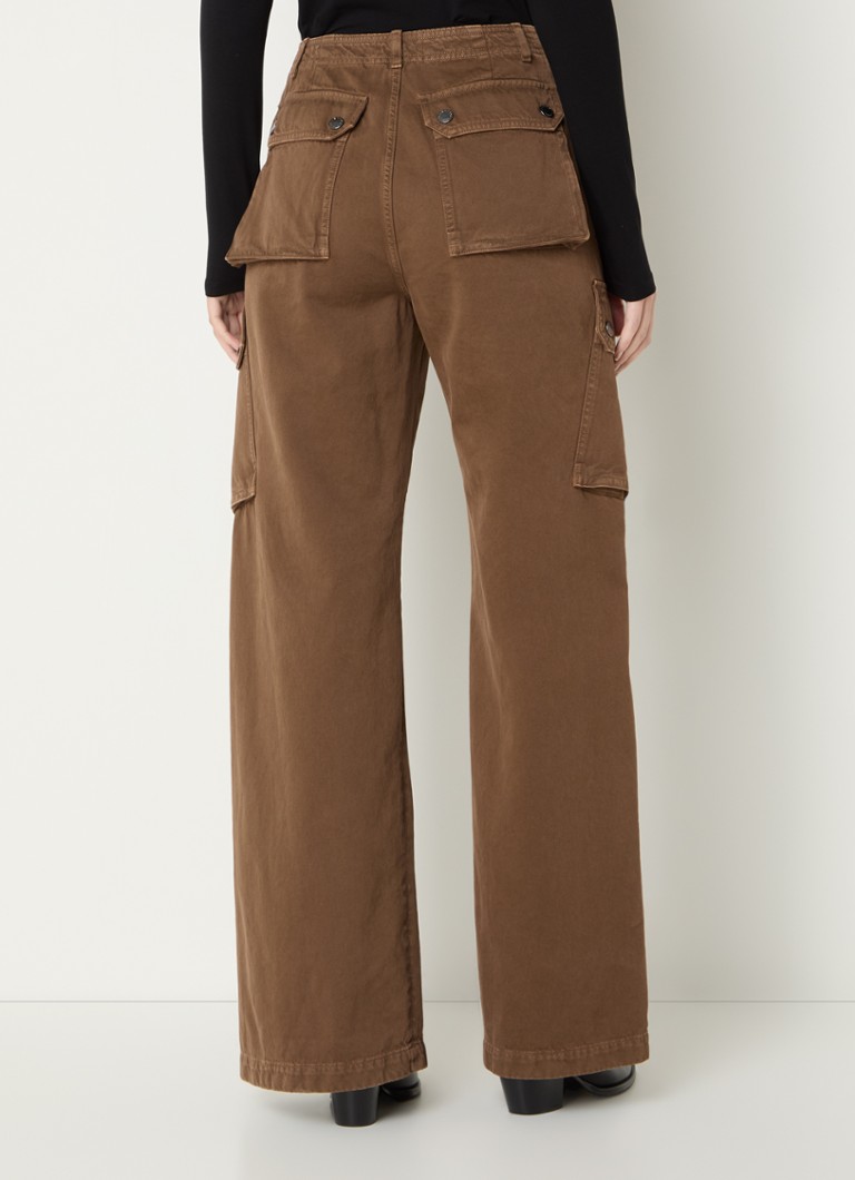 Pantaloni cargo MaxMara Elvy cu talie înaltă, cu buzunare laterale și croială lată