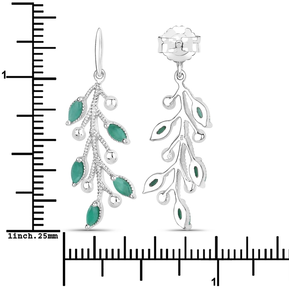 Rafaela Donata Boucles doreilles Floral Argent sterling Emeraude en Argent Bijoux