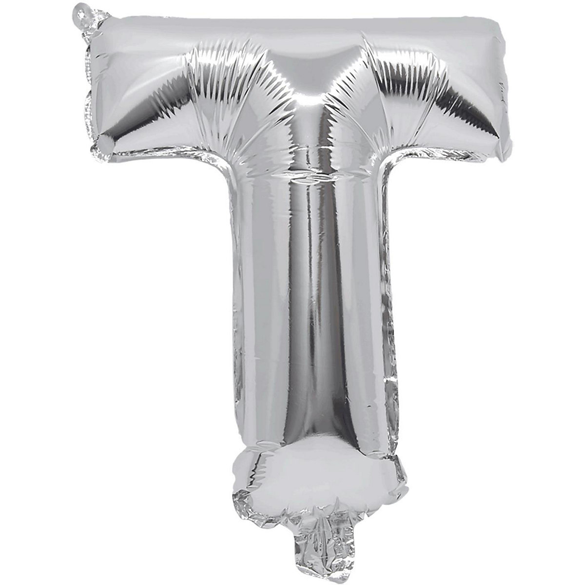 Folienballon Buchstabe T silber, 32 cm, inkl. Pustehalm