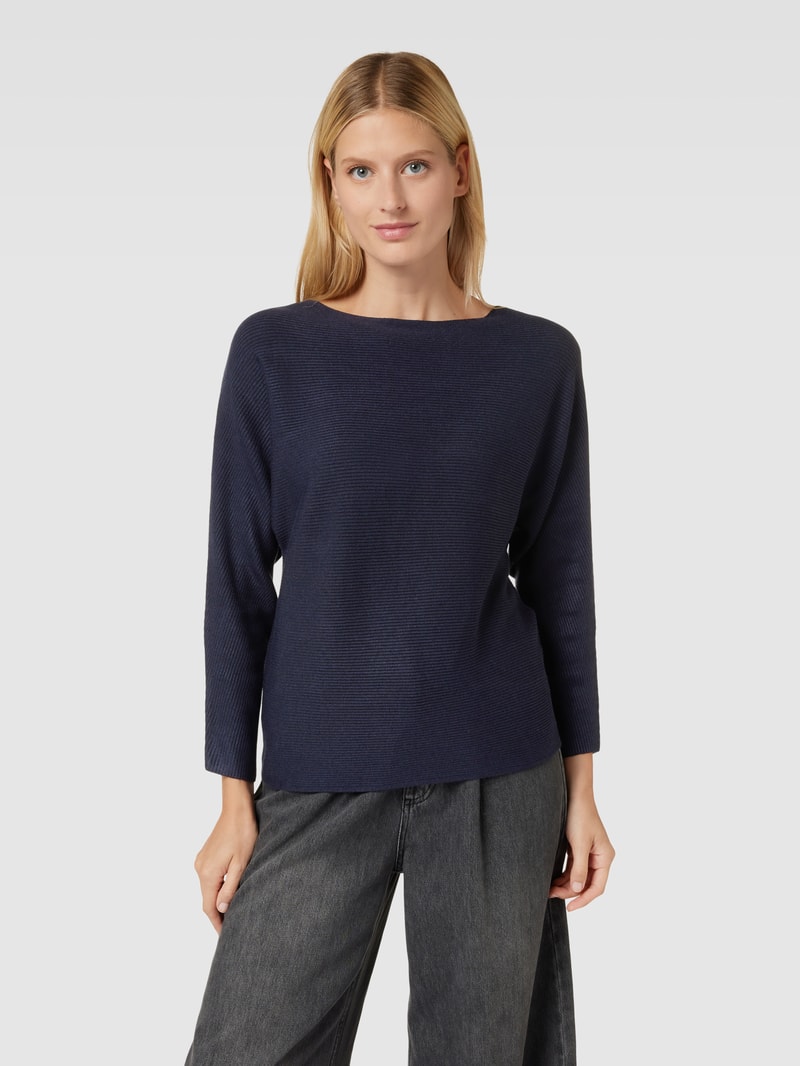 Strickpullover mit U-Boot-Ausschnitt Modell 'Otto' in marineblau