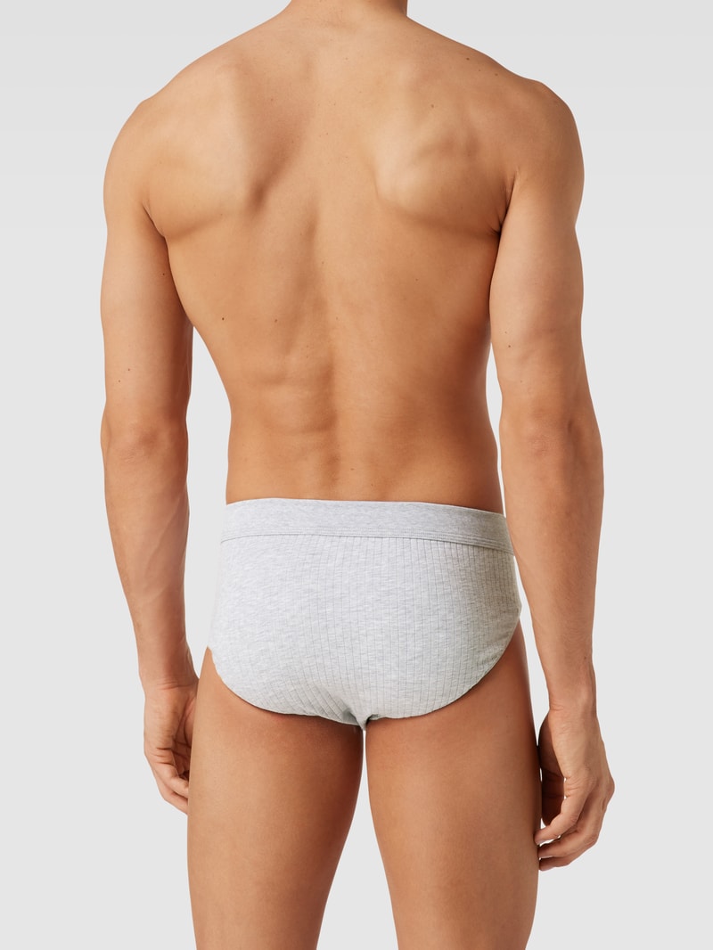Slip mit Rippenstruktur im 2er-Pack Modell 'Authentic' in mittelgrau meliert