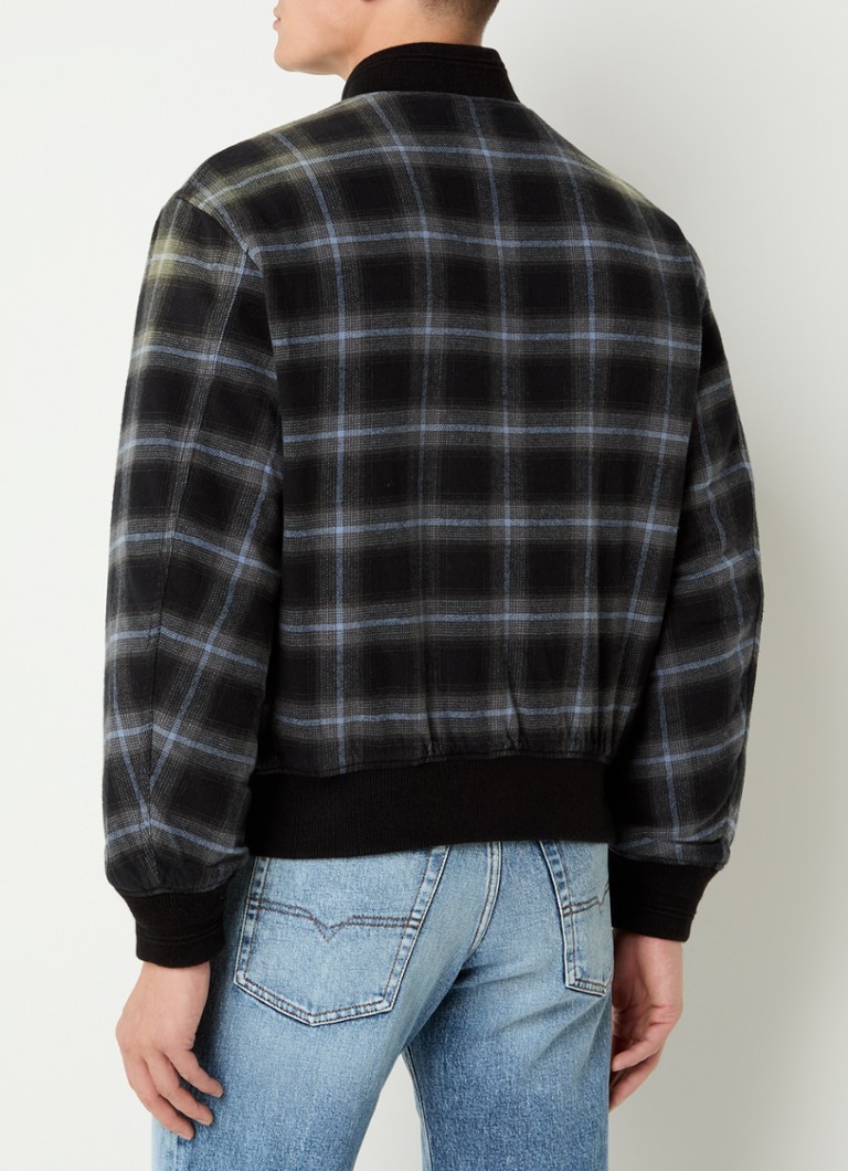 Diesel J-Saint padded bomber jacket with check pattern and side pockets