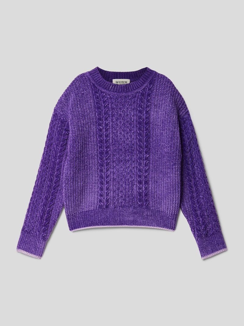 Strickpullover mit Rundhalsausschnitt in lila