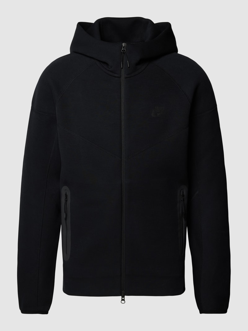 Sweatjacke mit Label-Details in schwarz