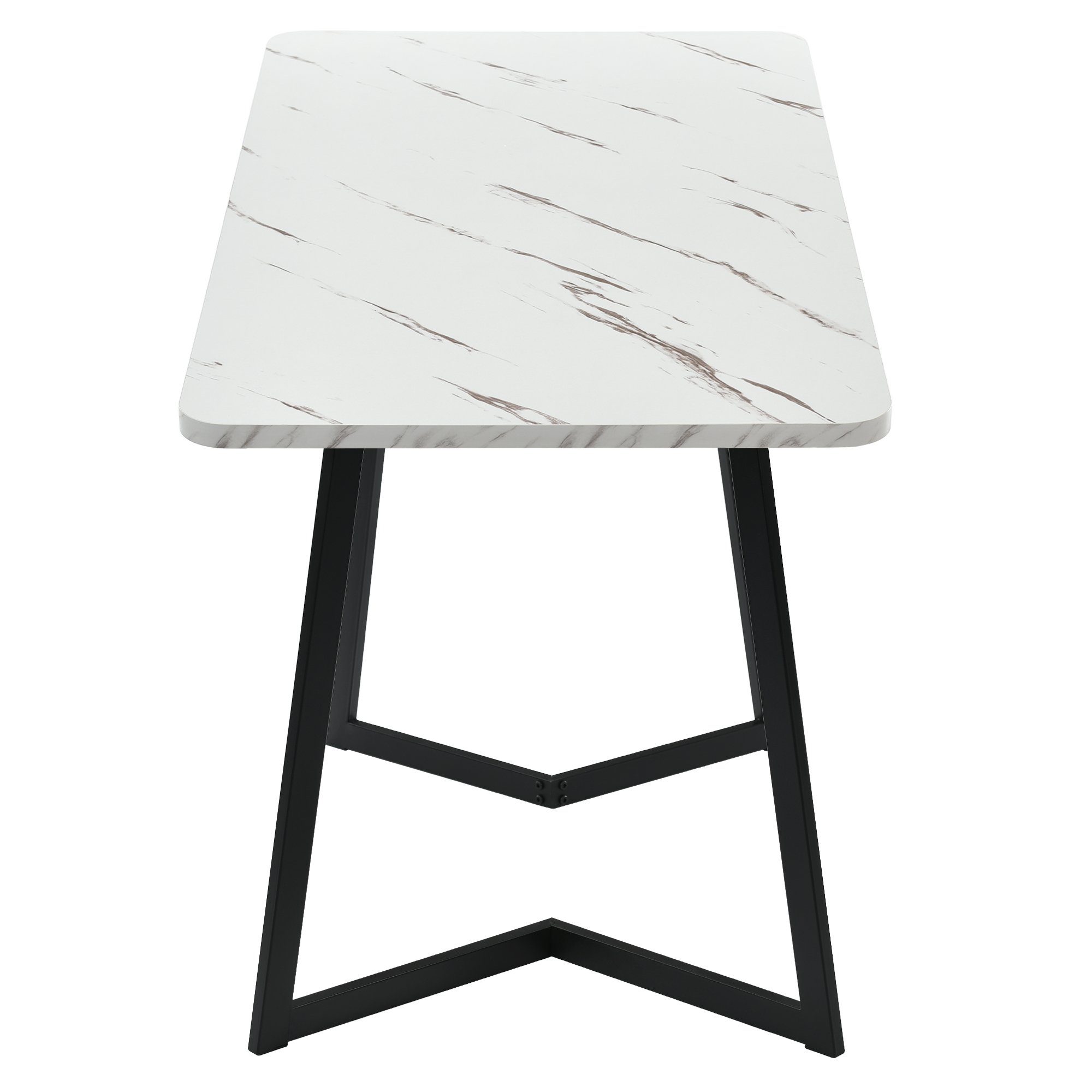 OKWISH Esstisch Rechteckiger Esstisch aus Moderner Marmor Küchentisch (Gestell aus Metall), mit Metallbeinen für Esszimmer Wohnzimmer