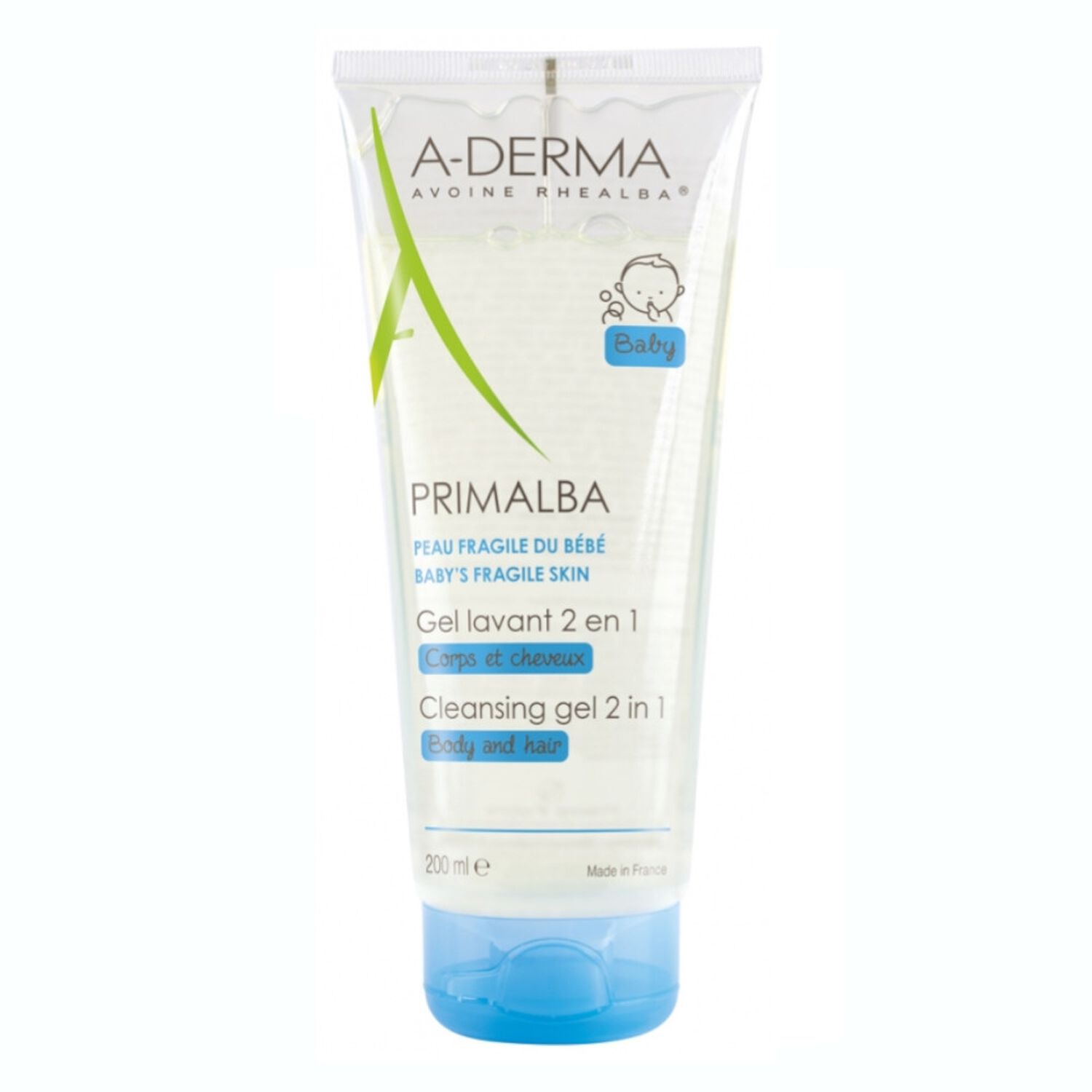 a-derma Primalba Gel Lavant 2 en 1 Bébé Corps et Cheveux