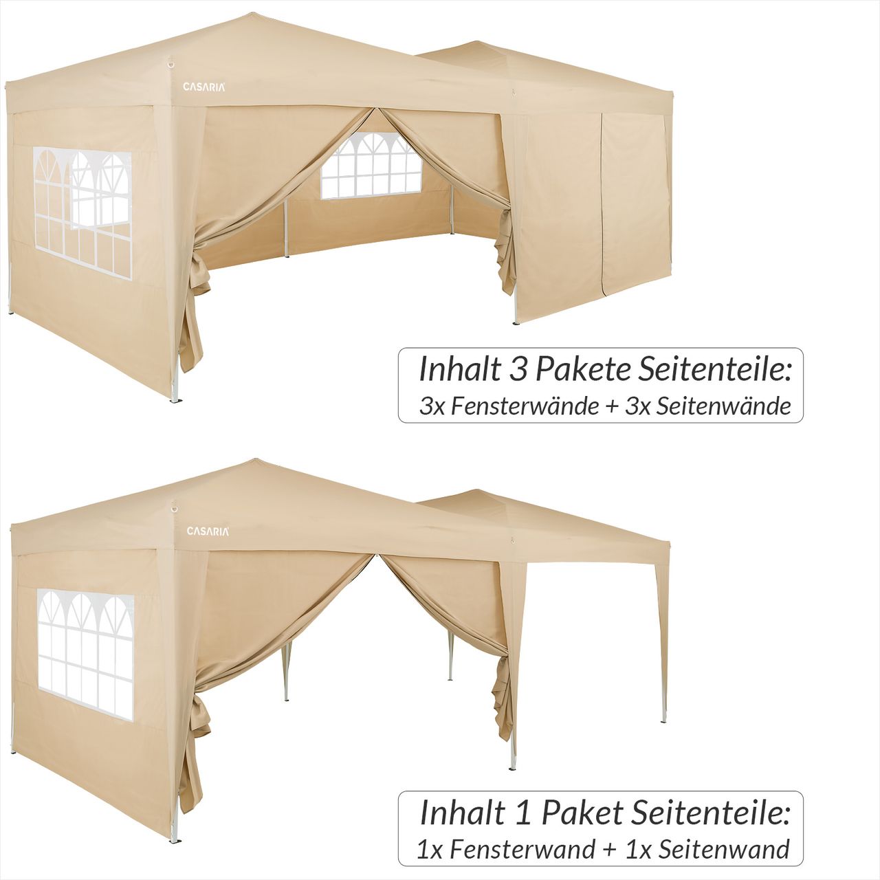 Casaria Seitenwände Faltpavillon 2er-Set Beige 3x2m