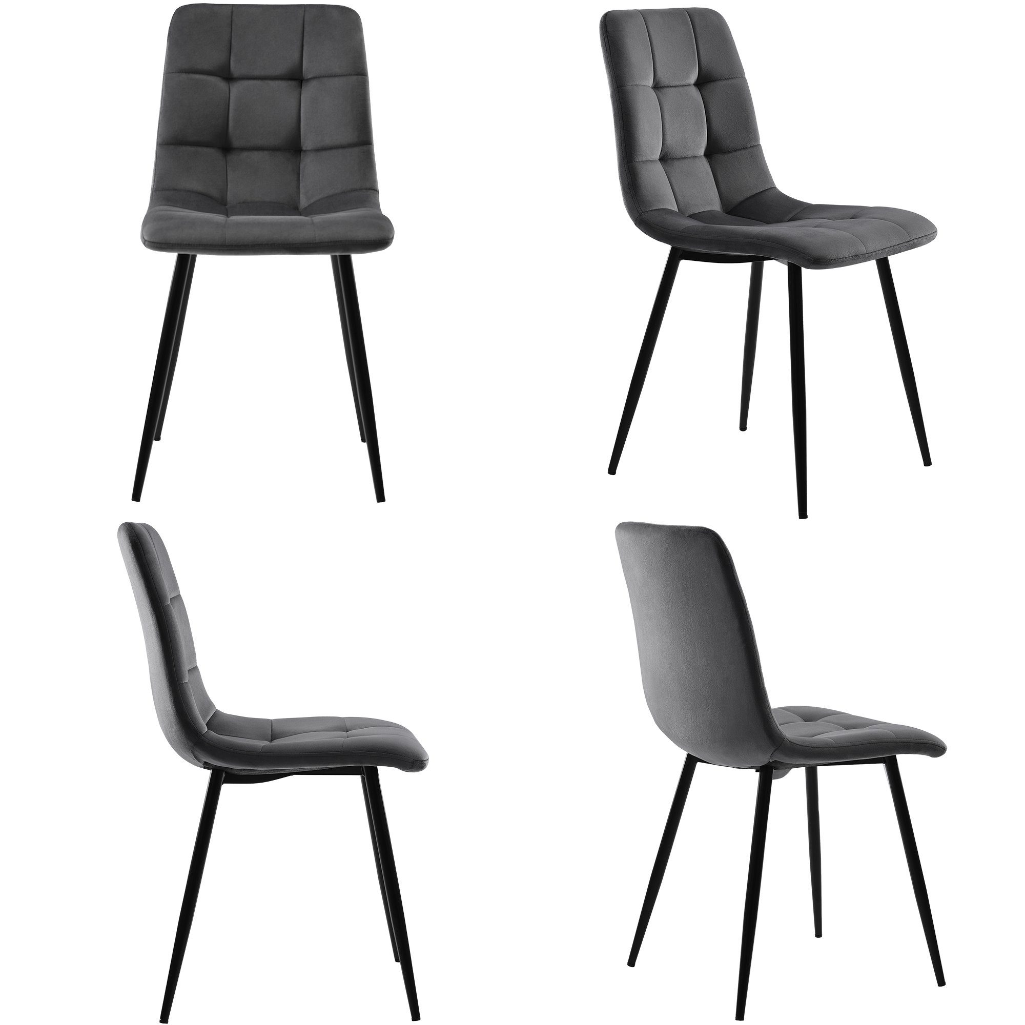 OKWISH Essgruppe, (Sitzfläche aus Samt Gestell aus Metall, 4-tlg., Stuhl mit Rückenlehne Nur Stühle, kein Tisch)