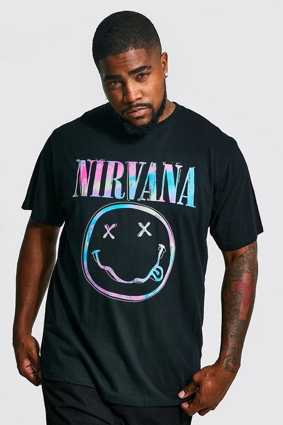Plus Batik T-Shirt mit lizenziertem Nirvana-Print