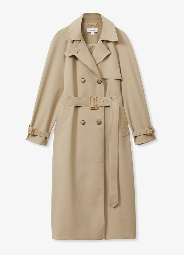 Travel Darcie double-breasted trench coat in wool blend with belt