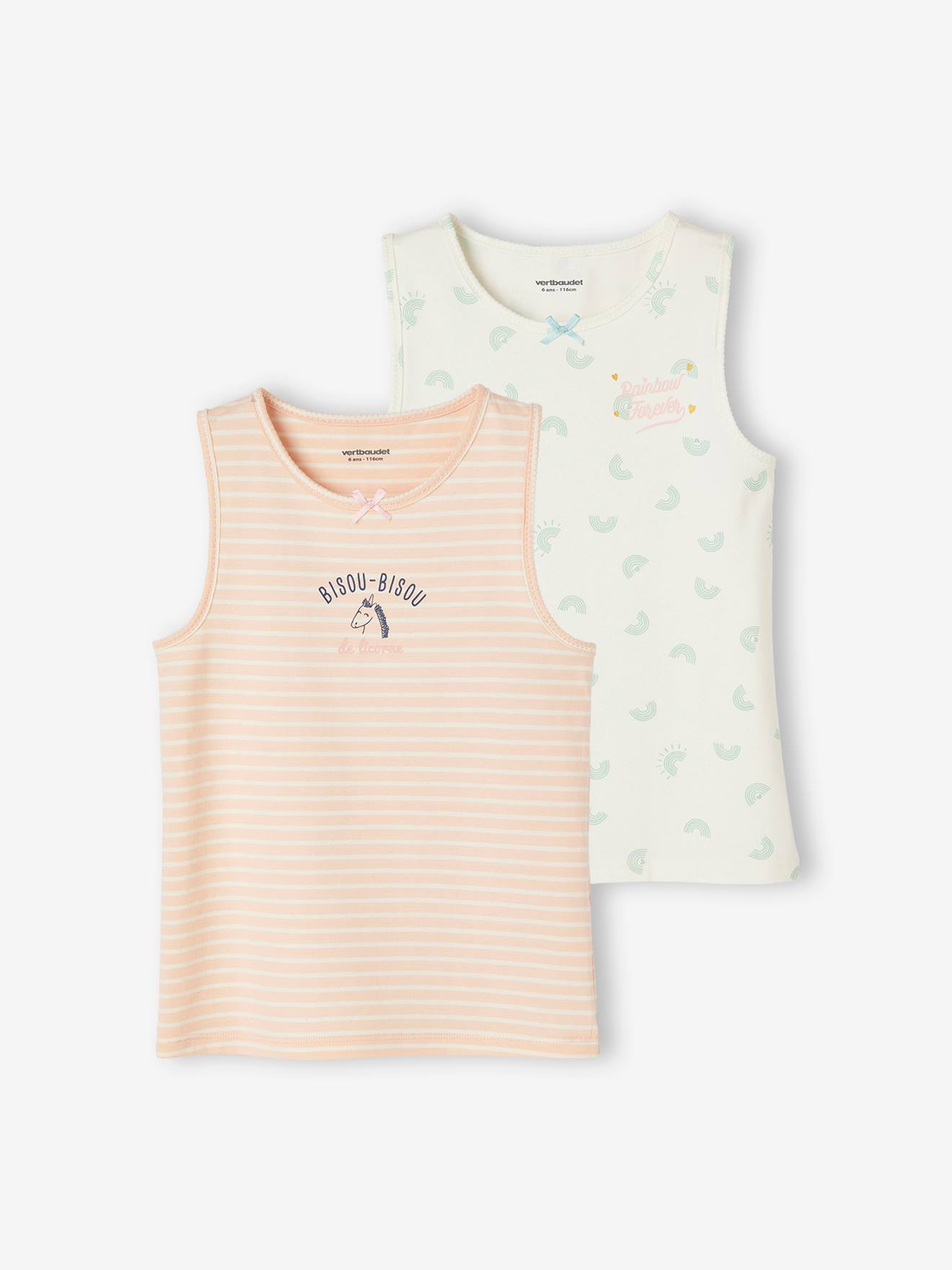 Lot de 2 débardeurs imprimés fille rose pâle