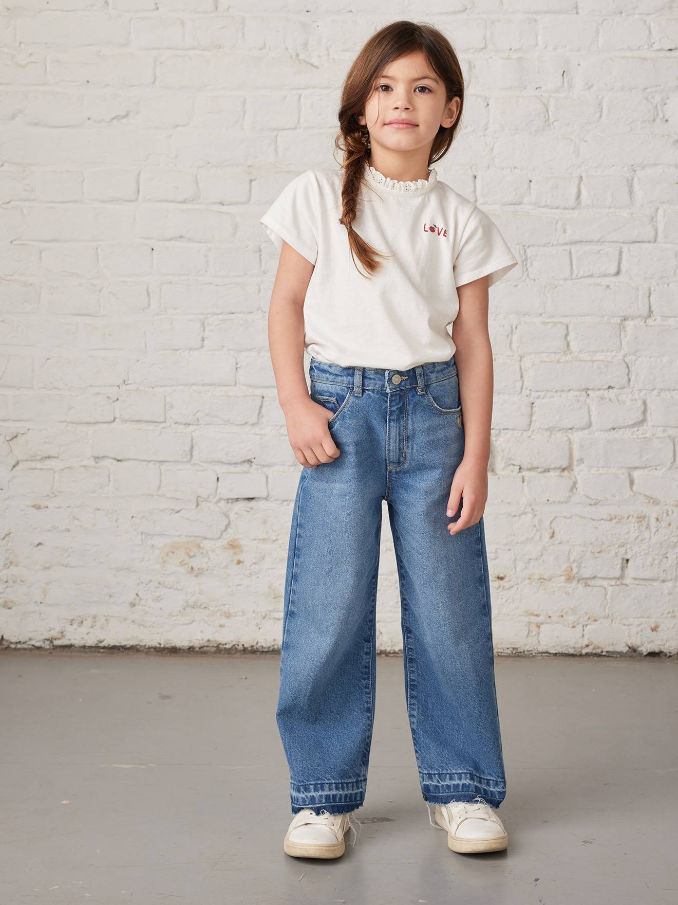 Vertbaudet Mädchen T-Shirt mit Rüschen LOVE, personalisierbar - marine