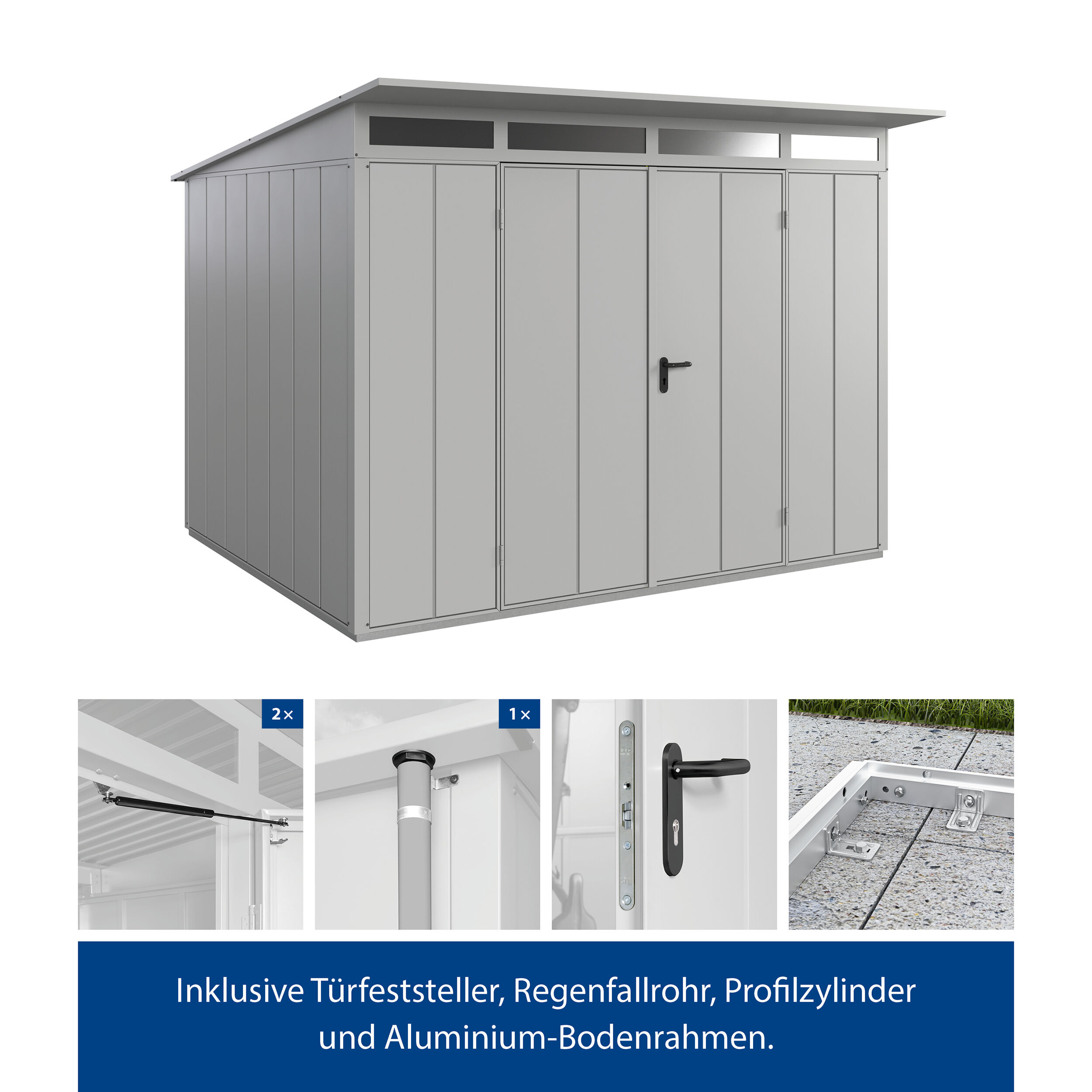 Set Berry Modern-P,Typ 3 Gerätehaus - Weißaluminium