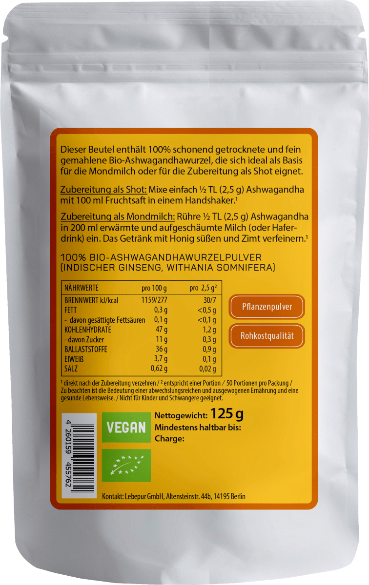 Superfood Pulver, Ashwagandha, 125 g