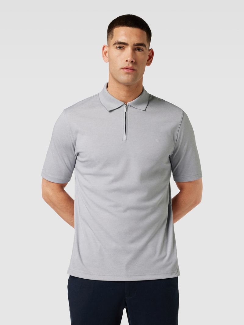 Poloshirt mit Reißverschluss in mittelgrau