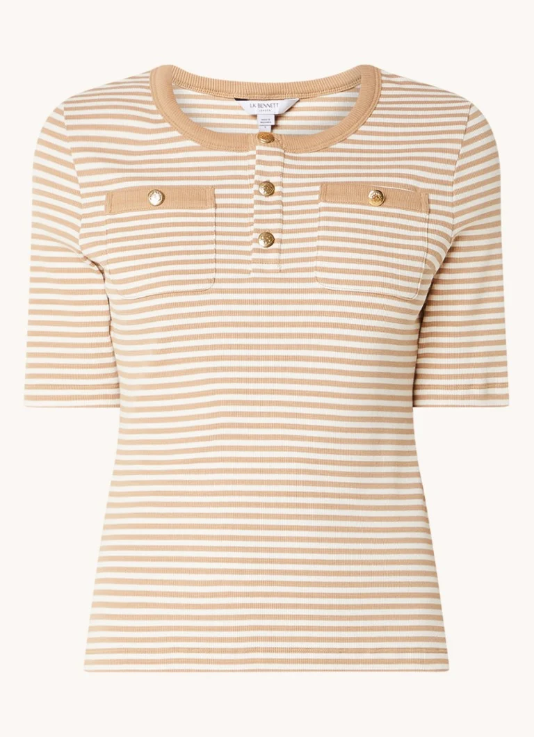LKBennett Charlie top with stripe print and chest pockets