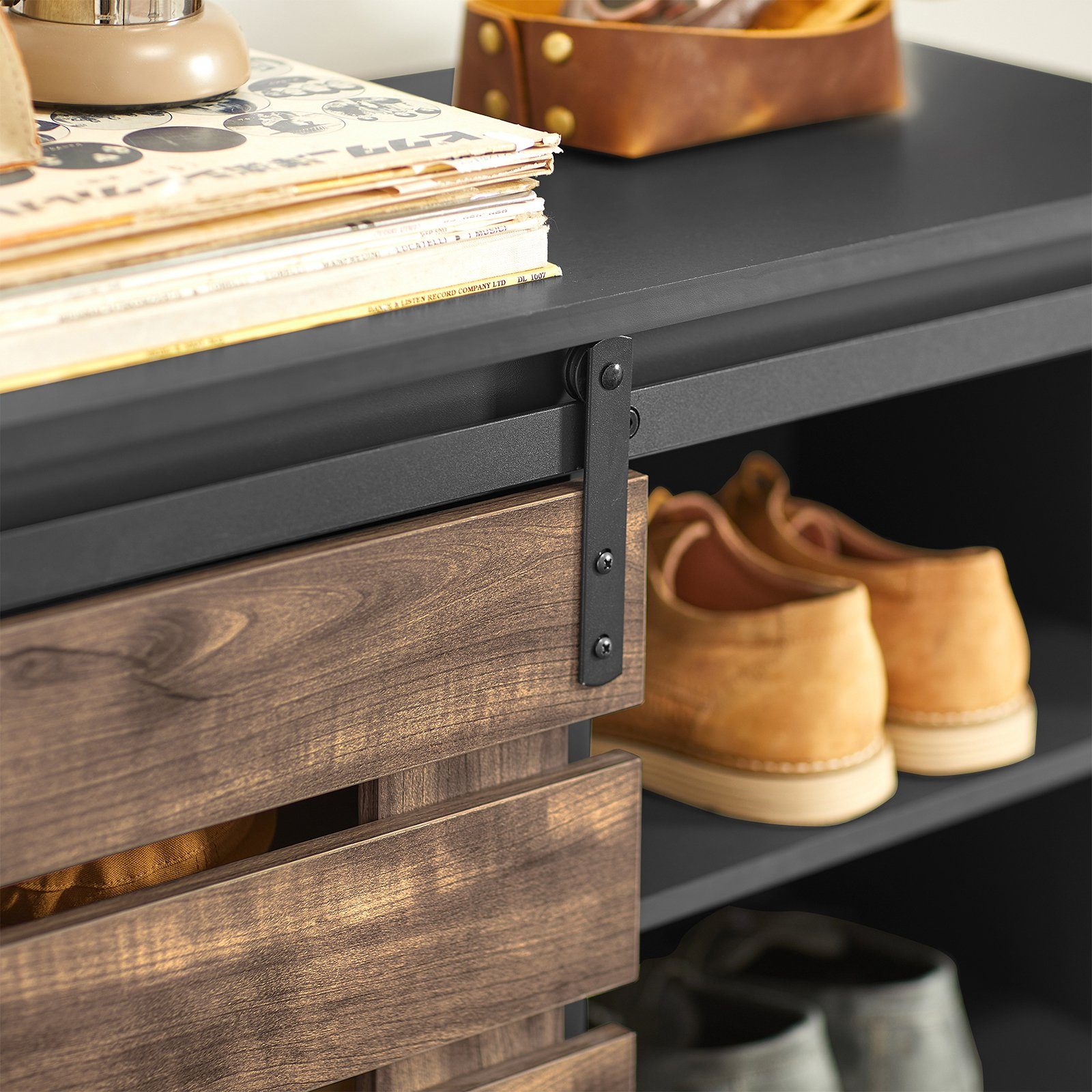 SoBuy Sideboard FSB65, Schuhschrank mit Schiebetür Kommode Schrank Küchenschrank Flurschrank