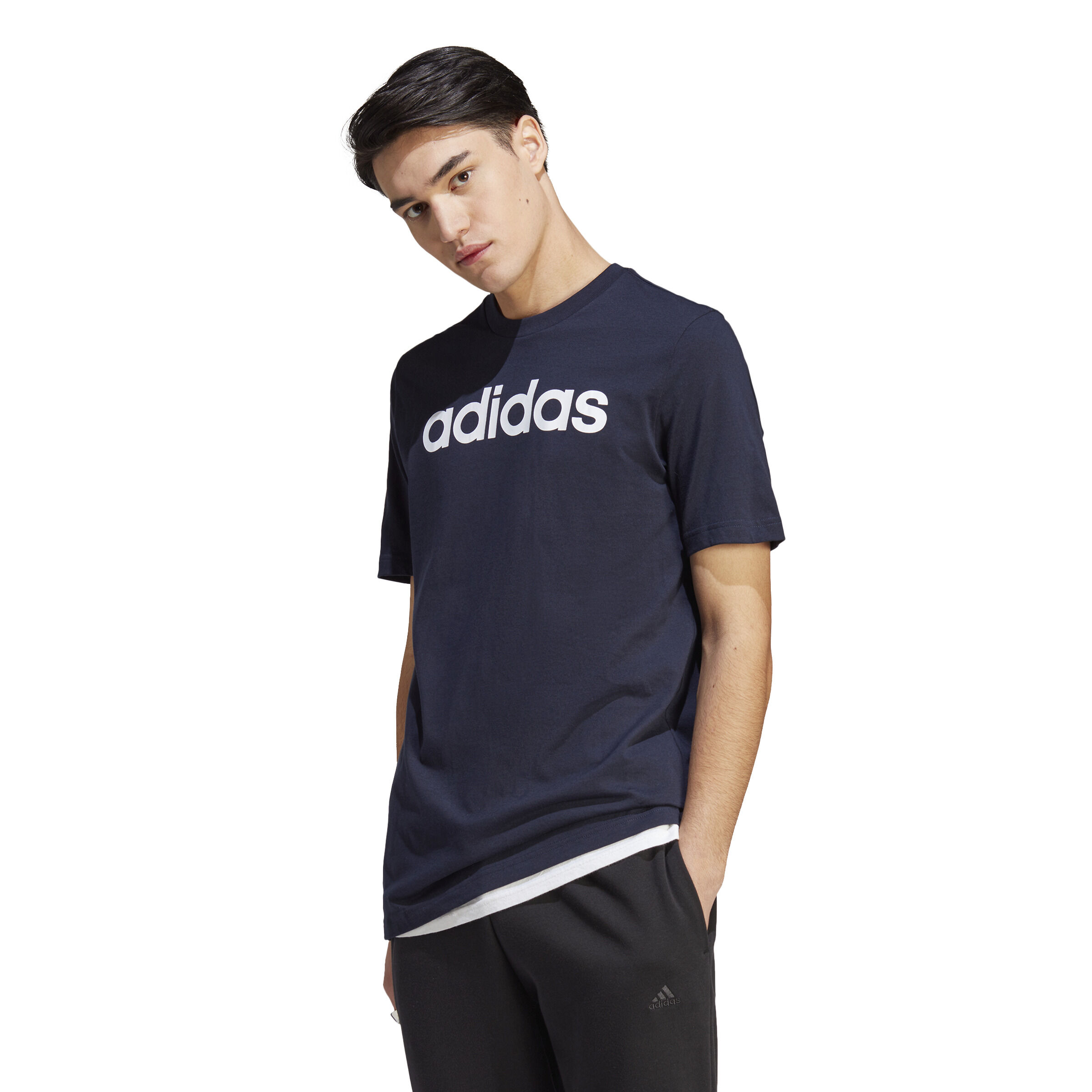 LIN Singel Jersey T-Shirt Herren - Dunkelblau, Weiß