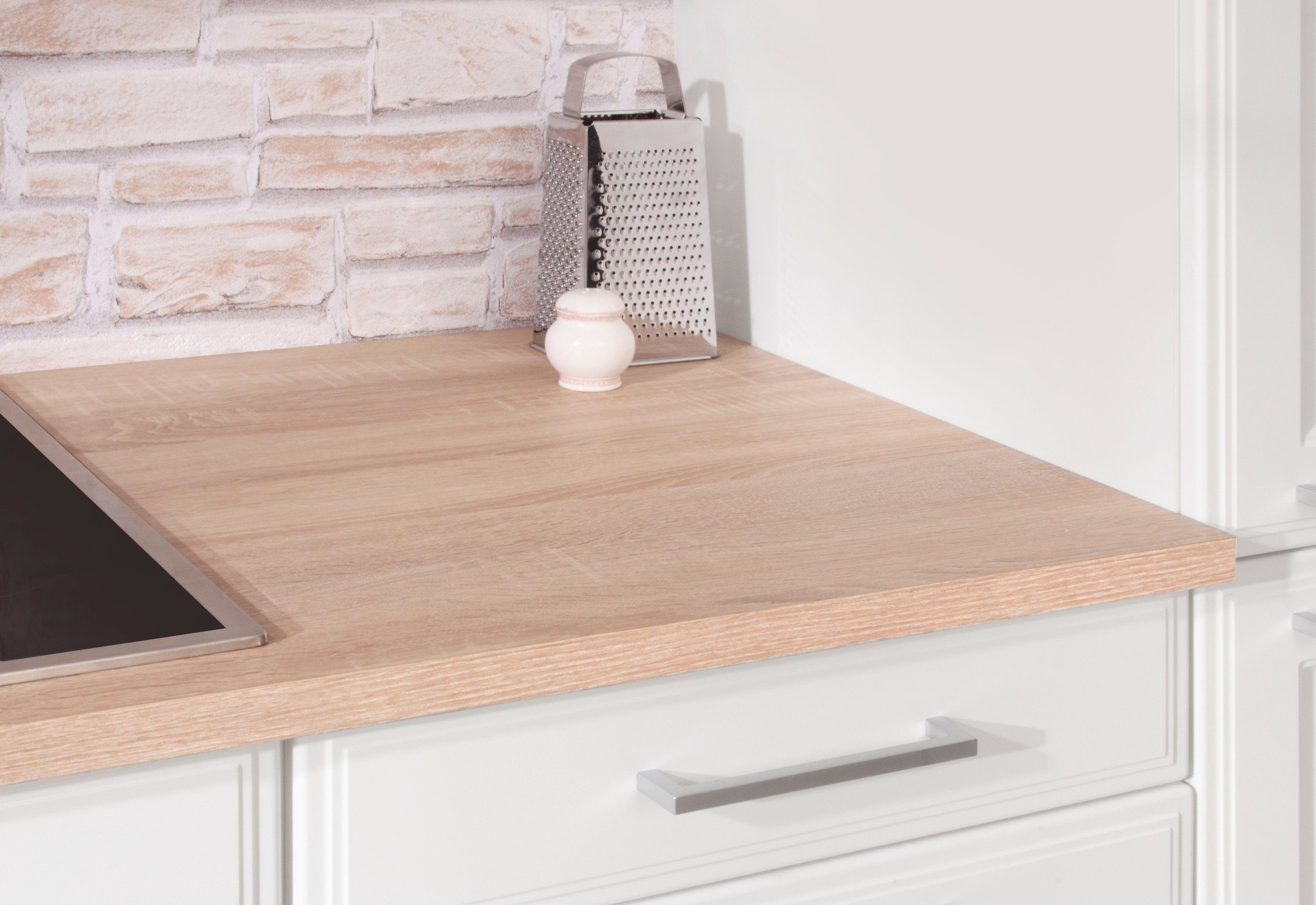 HELD MÖBEL Küchenzeile Stockholm, Breite 310 cm, mit hochwertigen MDF Fronten im Landhaus-Stil