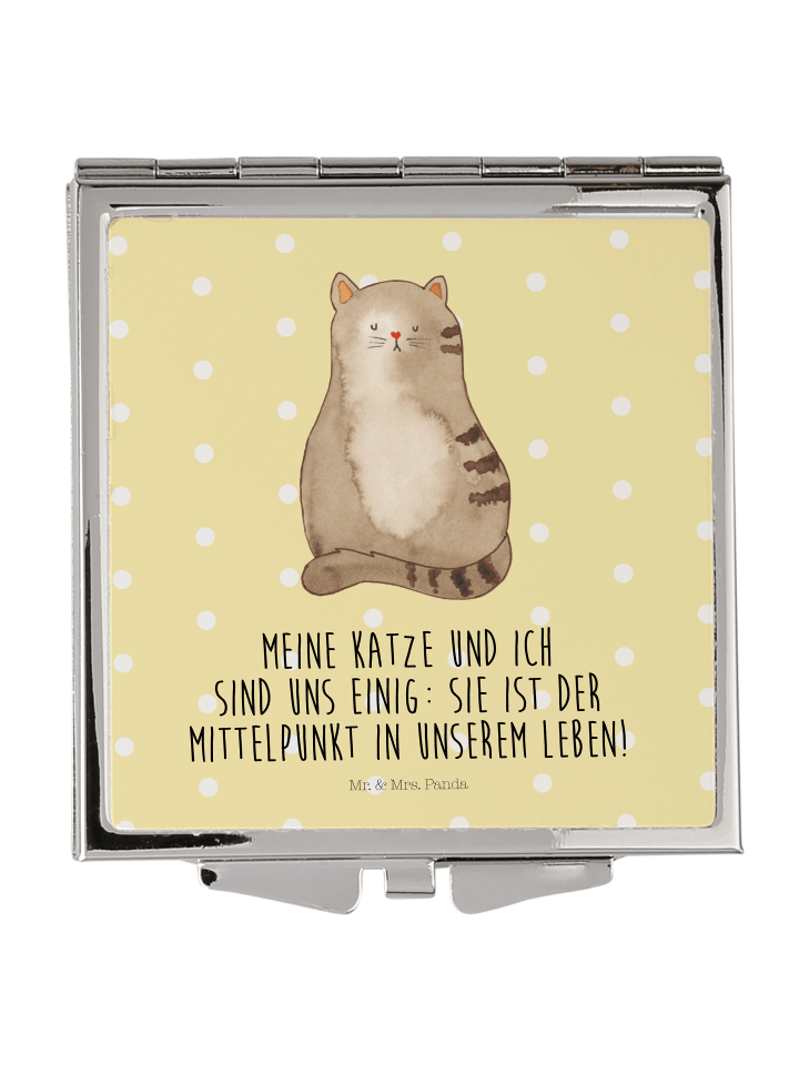 Mr. & Mrs. Panda Handtaschenspiegel quadratisch Katze Sitzen mit... in Gelb Pastell günstig kaufen onesize