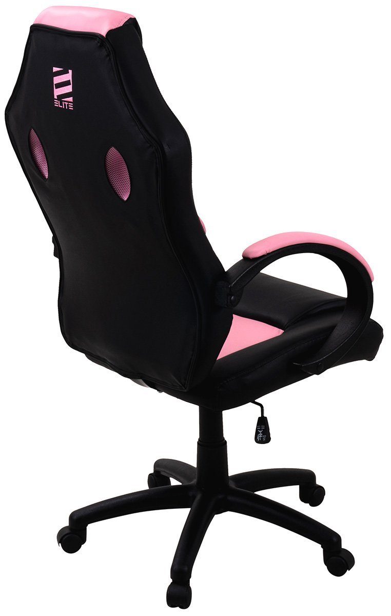 ELITE Gaming Gaming-Stuhl Ergonomischer Gamingstuhl Exodus Bürostuhl inkl. XXL Sitzfläche (Drehstuhl mit verriegelbare Wippmechanik, Armpolster, verstellbare Sitzhöhe, Sicherheits-Doppelrollen, 5-Stern Fußkreuz, 360 Grad horizontal drehbar, PVC Memor