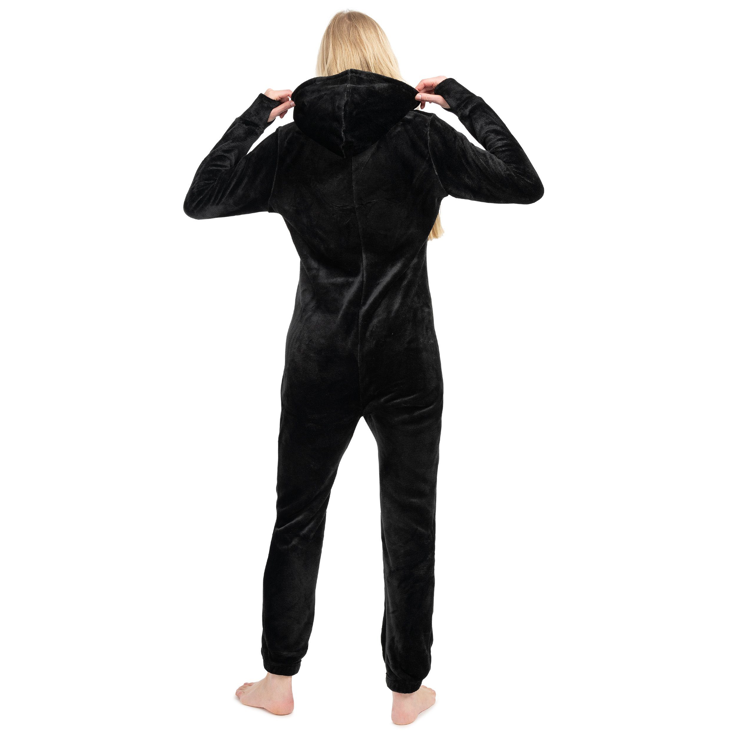 Basisstoff Jumpsuit Kitten Damen Jumpsuit Teddy Fleece Einteiler Overall