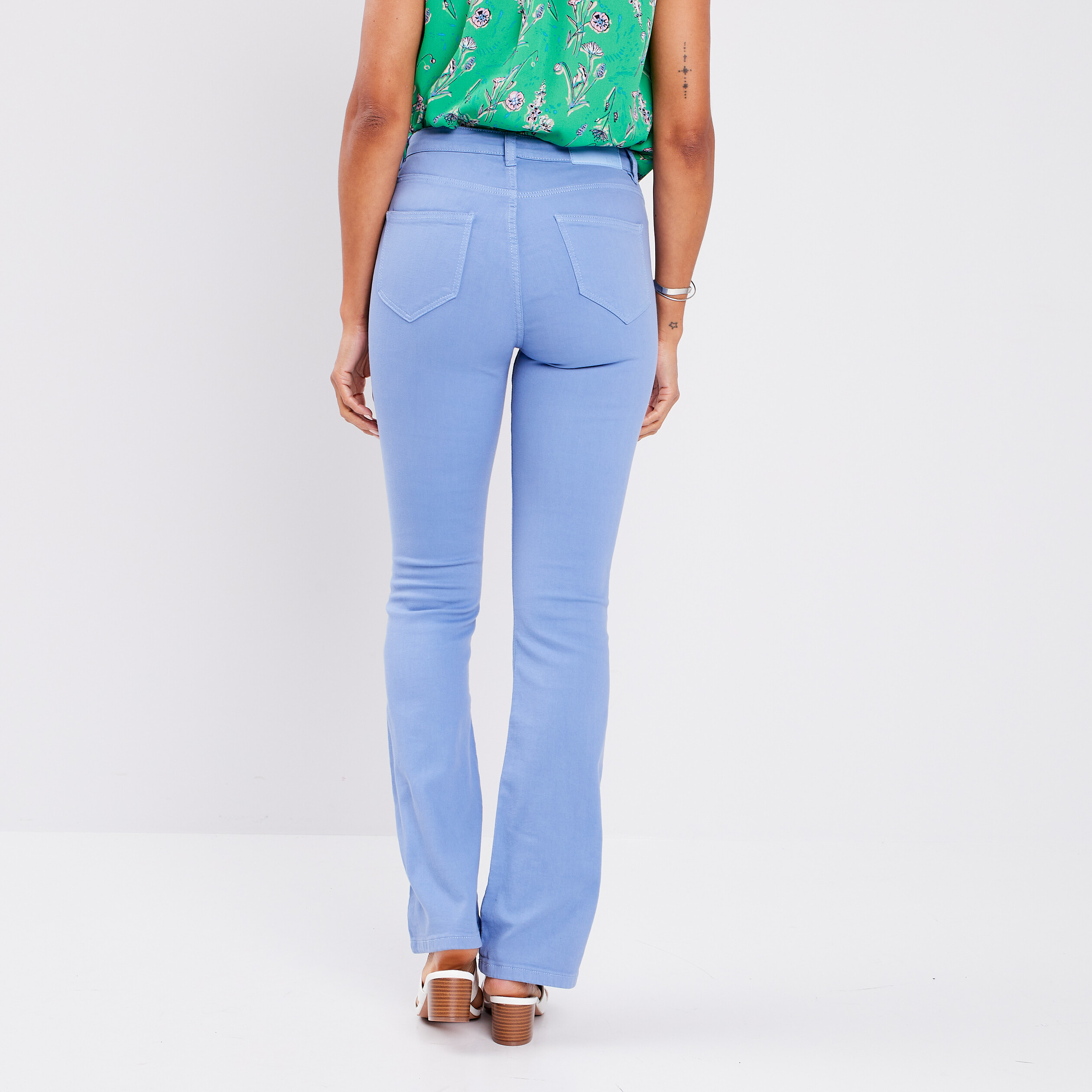 Pantalon flare taille haute bleu lavande femme | La Halle