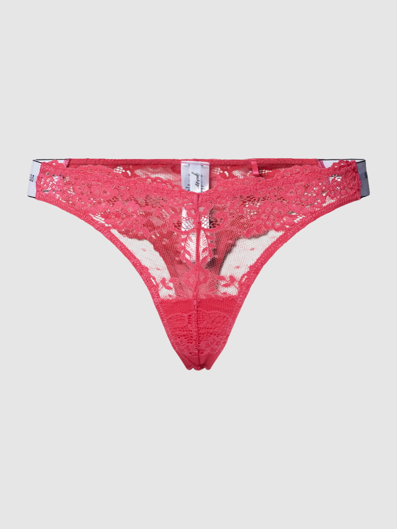 String mit Spitzenbesatz in pink