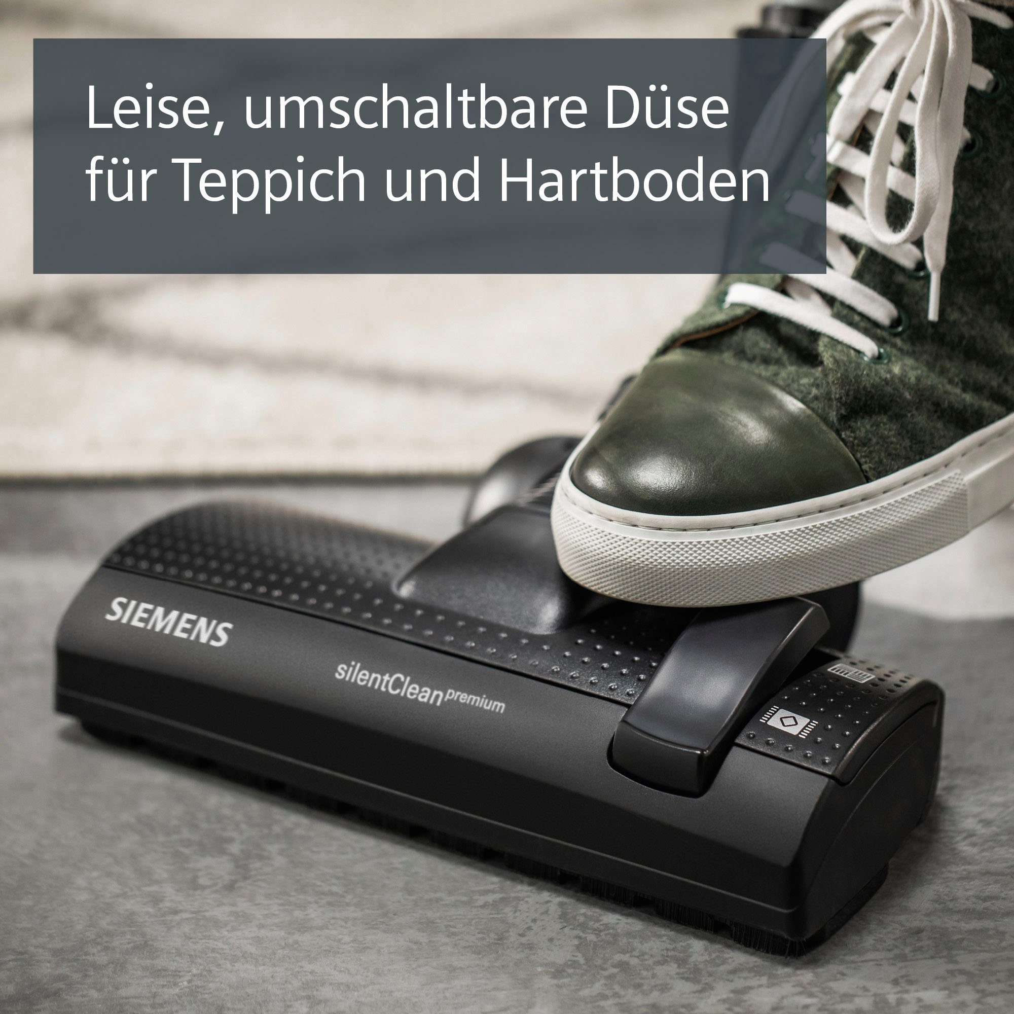 SIEMENS Bodenstaubsauger VSZ7442S, 650 W, mit Beutel, besonders leise, inkl. Hartbodendüse, Fugendüse und XXL-Polsterdüse