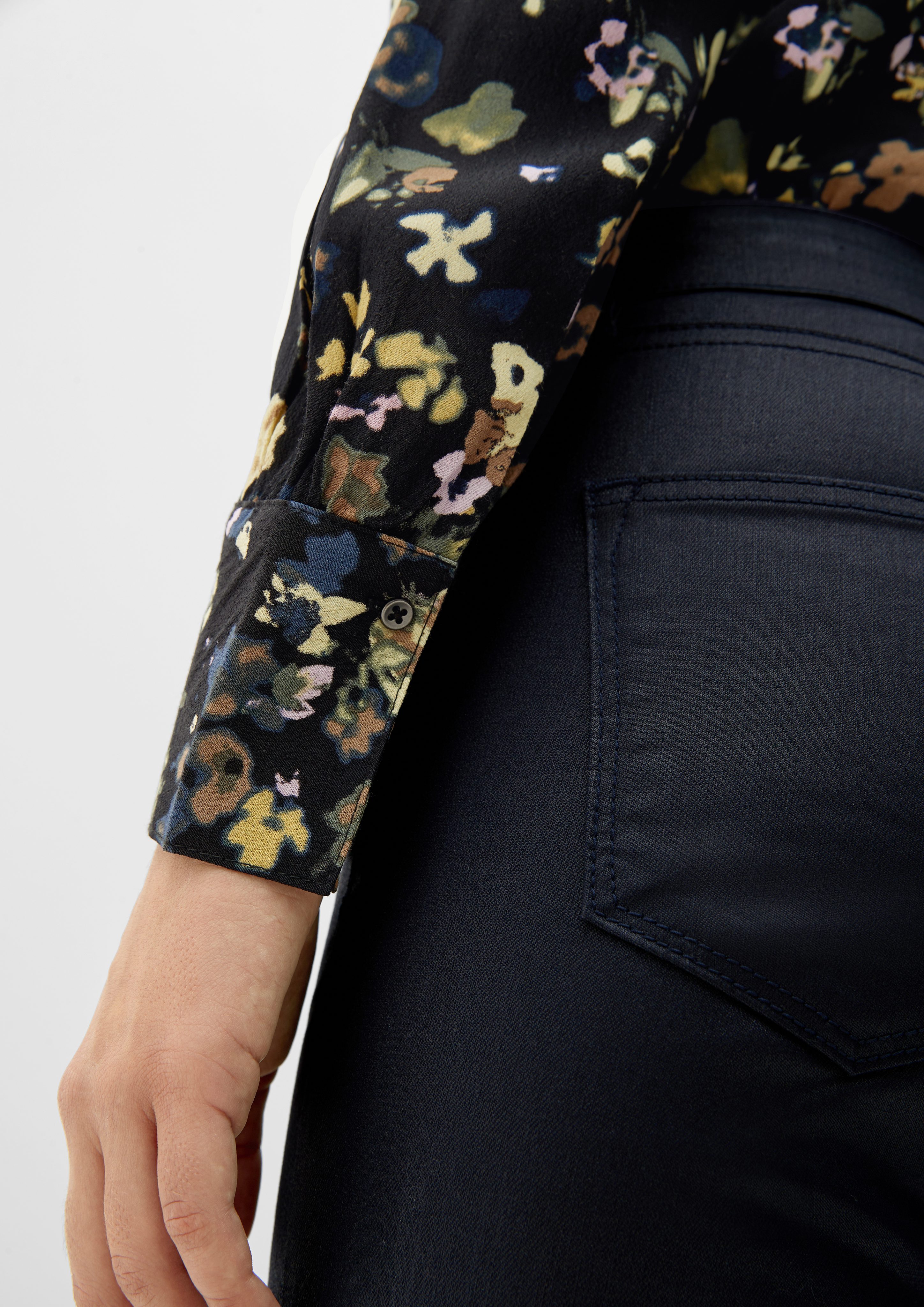s.Oliver Langarmbluse Bluse mit Schluppe Raffung