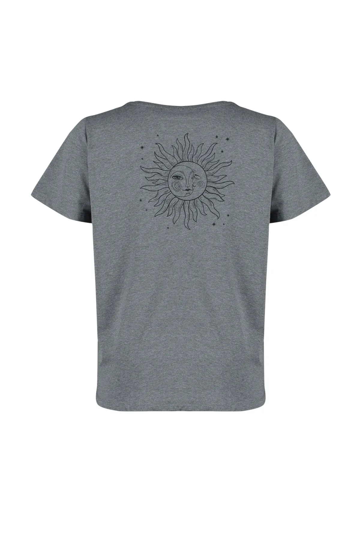 Trendyol Curve  Anthrazitfarbenes gestricktes T-Shirt mit Rückenausschnitt TBSSS22TS1953