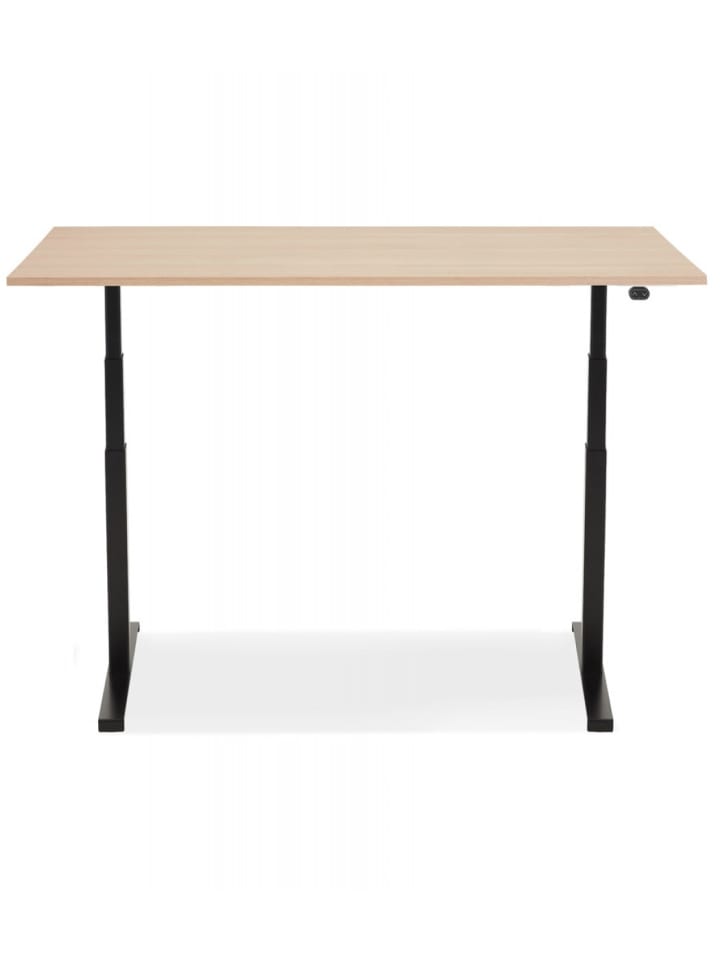 KADIMA DESIGN Elektrischer Sitz-Steh Schreibtisch aus Holz Metall | Elegant in Beige-Schwarz günstig kaufen
