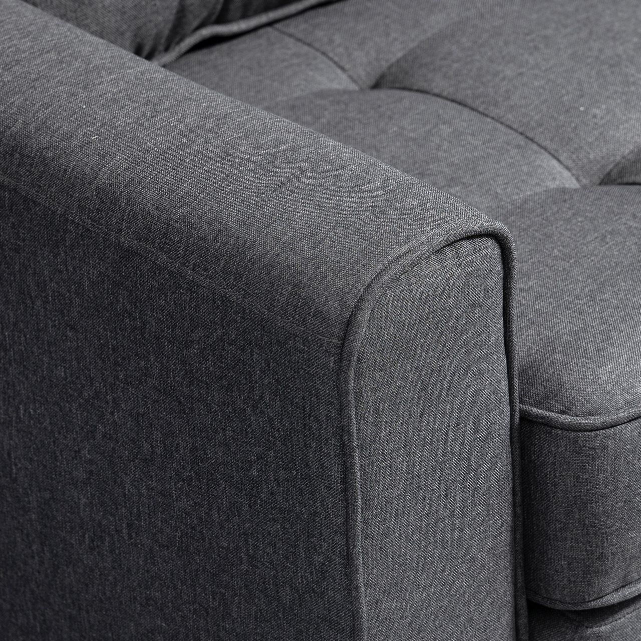 HOMCOM Schlafsofa Klappsofa 2-Sitzer Stoffsofa Leinen-Touch Gummiholz Grau