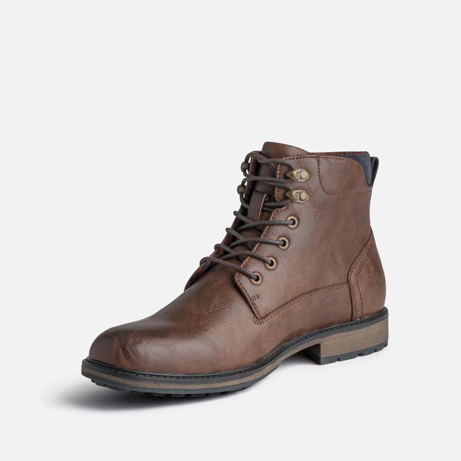Bottine marron à doublure carreaux