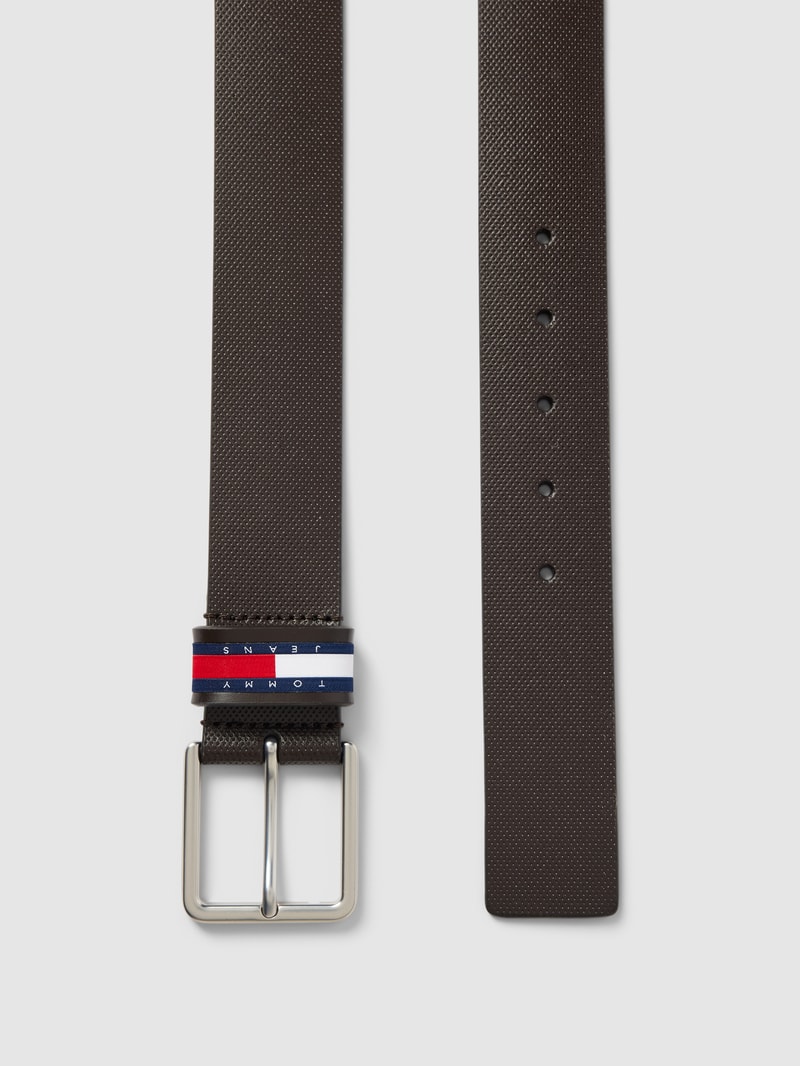 Gürtel aus Leder mit Label-Detail Modell 'ELEVATED' in dunkelbraun