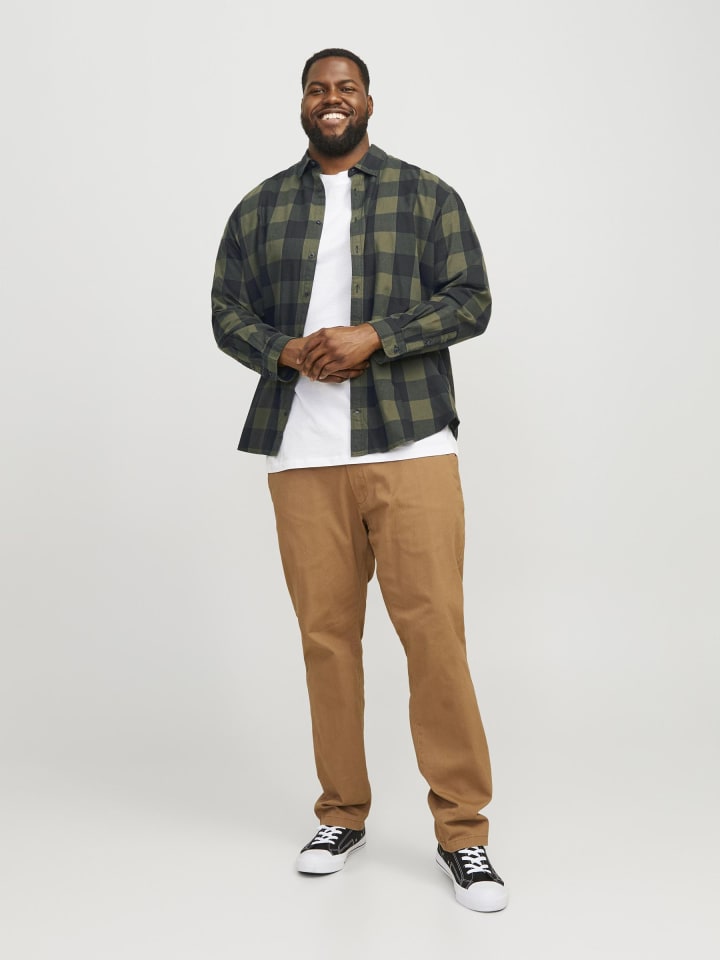 JACK & JONES PLUS Karohemd in Dusty Olive günstig kaufen
