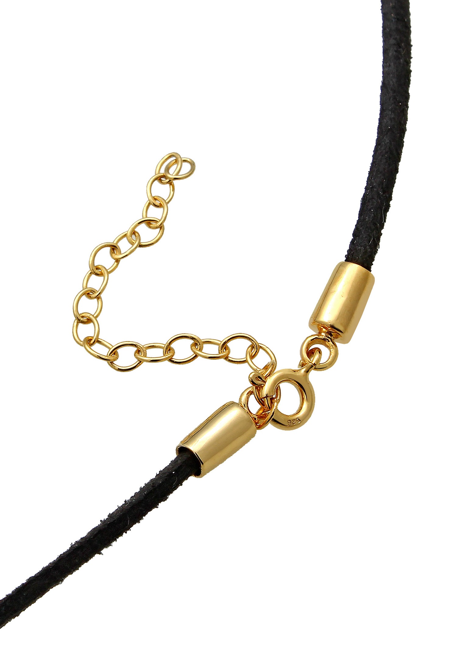 Colier tip choker Elli din catifea neagră pentru femei - (925/1000) placat cu aur argintiu