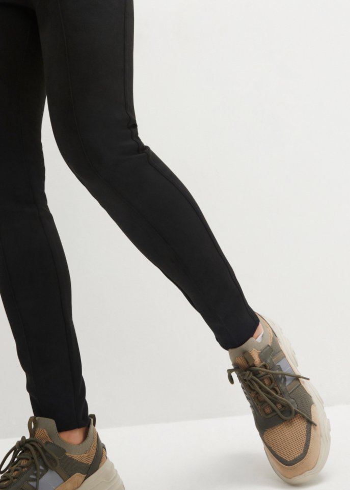 Umstandshose Velour-Lederimitat-Leggings mit Biese