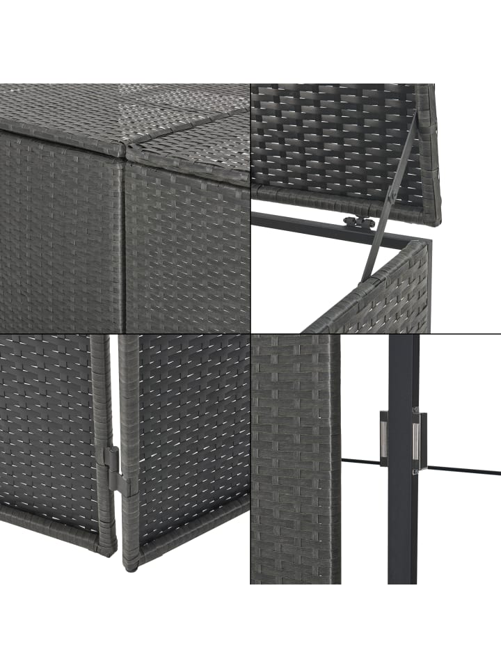 en.casa Mülltonnen Verkleidung Widnau für 2 Tonnen in Grau (H)111cm (B)148cm (T)80cm günstig kaufen onesize