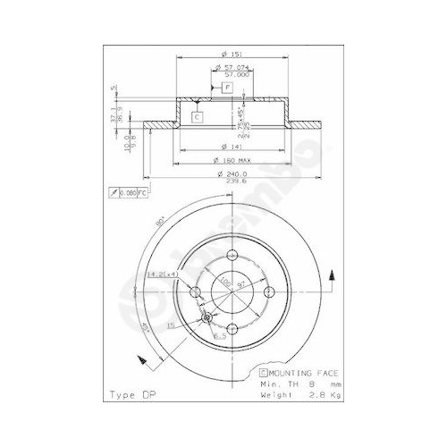 Bremsscheibe Brembo Hinterachse 2 Stück 08.7626.75 - ATU
