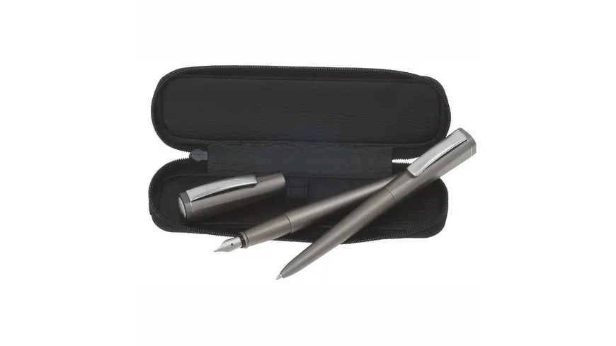 ONLINE Lederetui Zipper schwarz für 2 Stifte