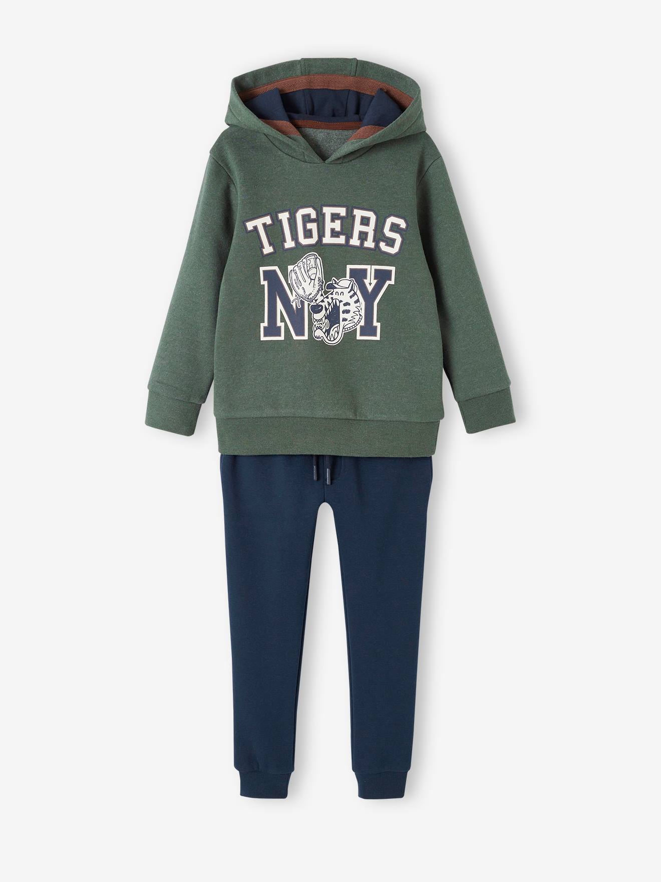 Ensemble sport garçon sweat à capuche et jogging en molleton marine