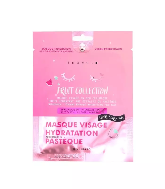 MASQUE FRUIT COLLECTION  Masque visage hydratant - pasteque, bio cellulose