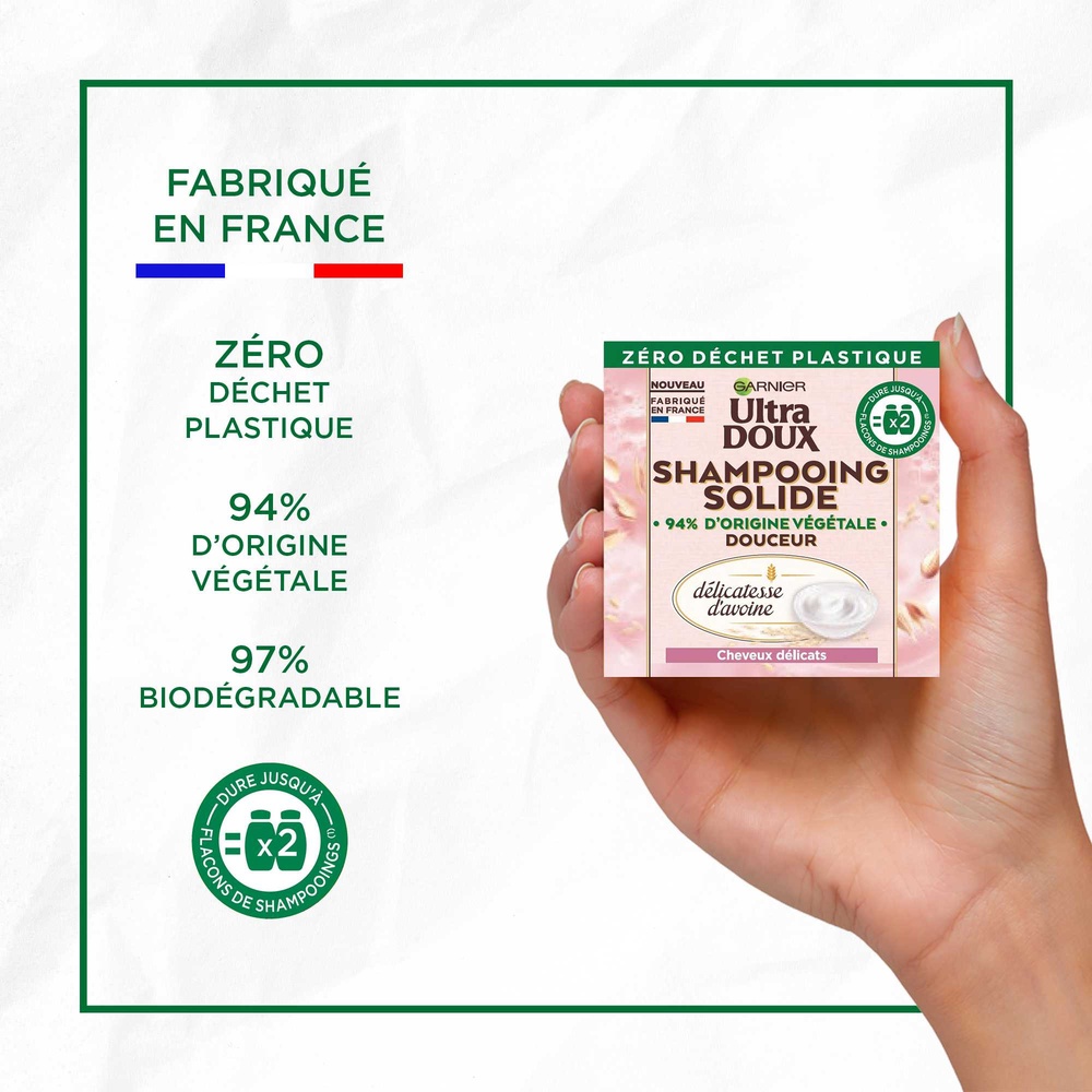 garnier Ultra Doux Délicatesse d'Avoine Shampooing solide douceur au lait d'Avoine et à la crème de Riz
