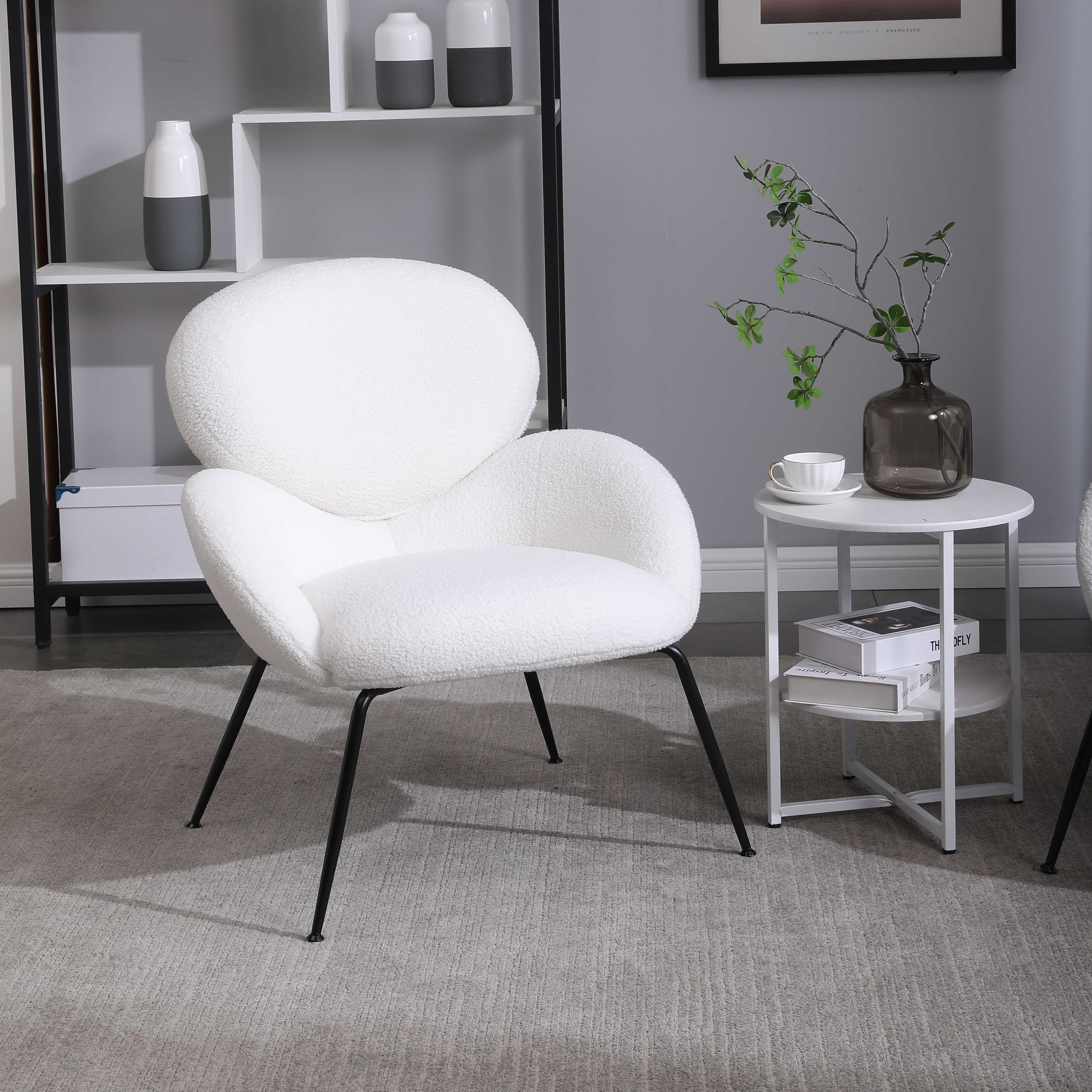 REDOM Relaxsessel Loungesessel Fernsehsessel Polsterstuhl (weich gepolsterte Stoff Charakteristik Armlehne moderner Freizeitstuhl, geeignet für Wohnzimmer und Schlafzimmer Schminkstühle), Teddy Samt Metallbein Ankleide stuhl